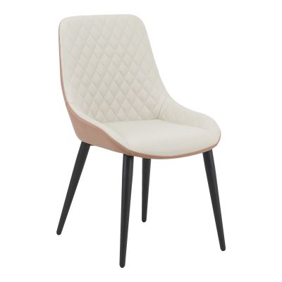 Scaun Komme pakoworld bej-maro pu cu picior metalic negru 49x57x84cm