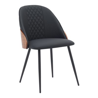 Scaun Konny pakoworld metal negru pu-nuc 48x59x80cm