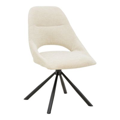 Scaun Luciano pakoworld tesatura crem si picior metalic negru rotativ 52x58x86cm