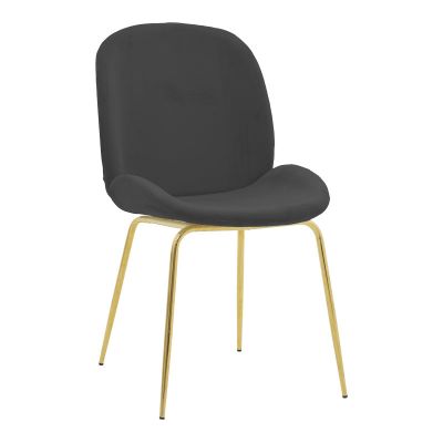 Scaun Maley pakoworld Gri inchis catifea-metal auriu 47x60x90cm