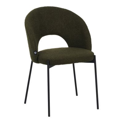 Scaun Masebo din bouclé verde închis cu picioare metalice negre de 68x66x82.5cm 66x68