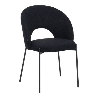 Scaun Masebo din stofă bouclé, culoare neagră, cu picioare metalice, 68x66x82.5cm 66x68
