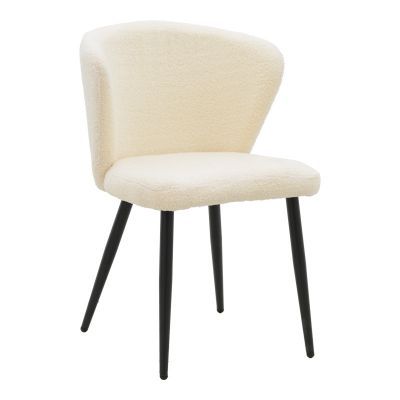 Scaun Mattia pakoworld Bej teddy material-picior metalic negru 55x53x80cm