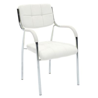 Scaun oaspete superposable Otlen negru pu-crom 47x45x87 cm, 45x47 cm