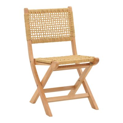 Scaun pliant Xianju pakoworld lemn de fag și frânghie în nuanță Naturală 47x58x85cm