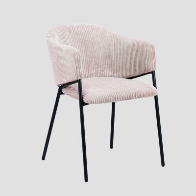Scaun Prazer, Homla, 60.5x55x78 cm, metal/catifea din poliester, roz