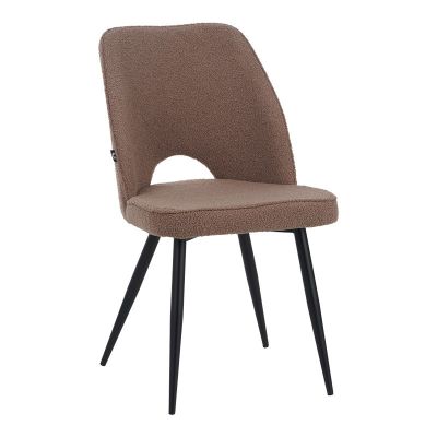 Scaun Renish bouclé în culoarea Crem cu picioare metalice negre 61x47x91,5cm 67x49