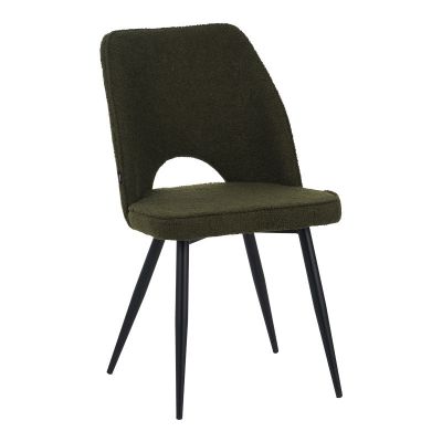 Scaun Renish pakoworld din bouclé în culoare verde închis cu picioare metalice negre 61x47x91.5cm 67x49