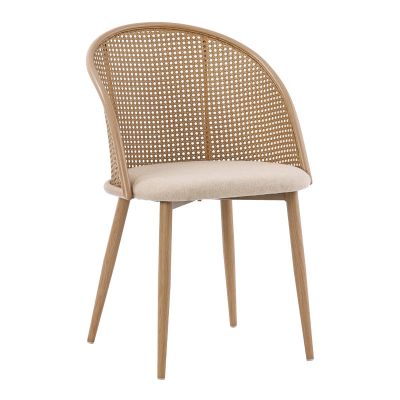 Scaun Riccardo pe rattan bej-fabric bej-metal Natural 56x52x82cm 52x56