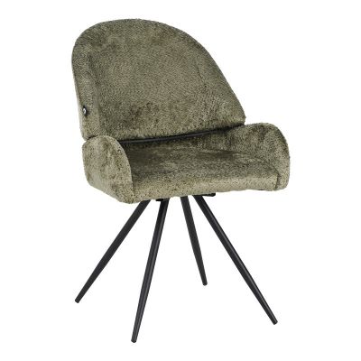 Scaun rotativ Morea bouclé în culoarea menta cu picioare metalice negre 68x66x82.5cm 66x68