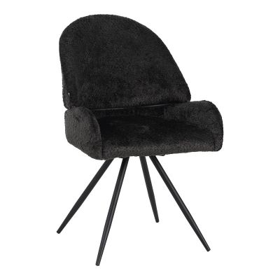 Scaun rotativ Morea pakoworld bouclé în culoarea neagră cu picioare metalice negre de 68x66x82.5cm 66x68