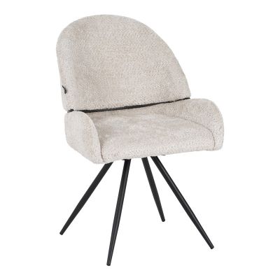 Scaun rotativ Morea pakoworld din bouclé în culoarea bej cu picioare metalice negre 68x66x82.5cm 66x68