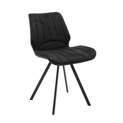 Scaun Sabia catifea negru-negru picior metalic 46x55x80cm 55x46