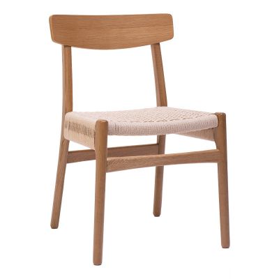 Scaun Safal pakoworld stejar stejar frânghie Crem 51x50x78cm