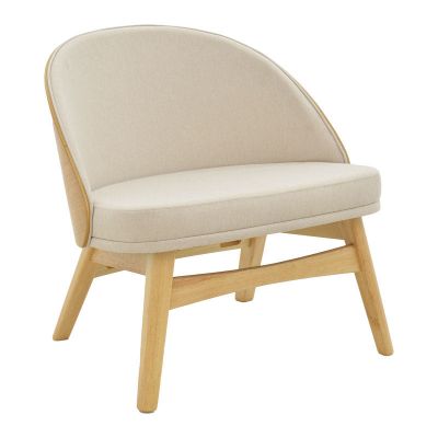 Scaun Sarian pakoworld material bej-picior din lemn de cauciuc Natural 69,5x71x70,5cm