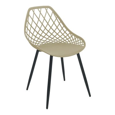 Scaun Suan pakoworld pp în nuanță Crem și picior din metal negru 56x49x82cm