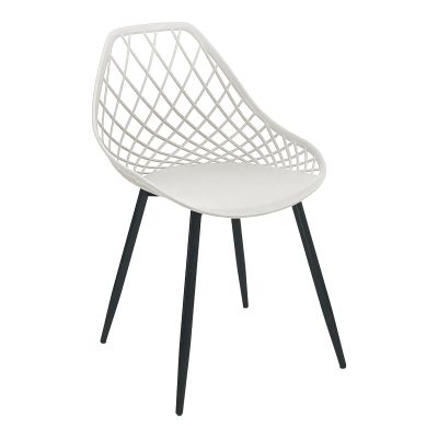 Scaun Suan pakoworld pp in nuanta alb si picior metalic negru 56x49x82cm