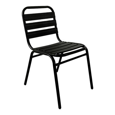 Scaun Sussie stack metal negru cu lamele din aluminiu, 45x62x76 cm
