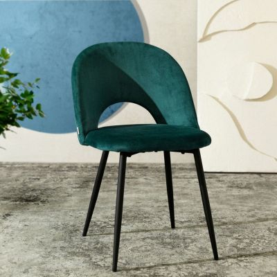 Scaun Tercio, Homla, 55x47x77 cm, metal/catifea din poliester, verde