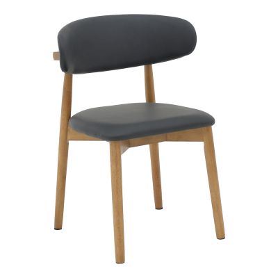 Scaun Ubene pakoworld din lemn de cauciuc și pu în nuanță de nuc și negru 46x58x79cm