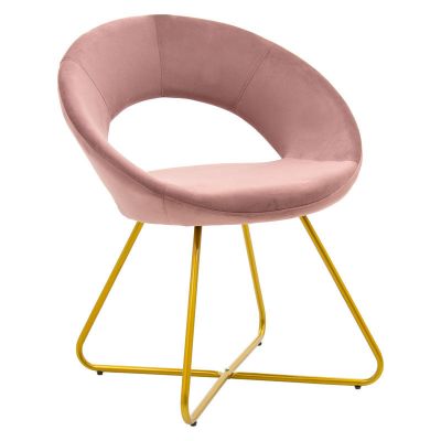 Scaun Valentina metal auriu cu catifea mar putred, 65x60x82 cm