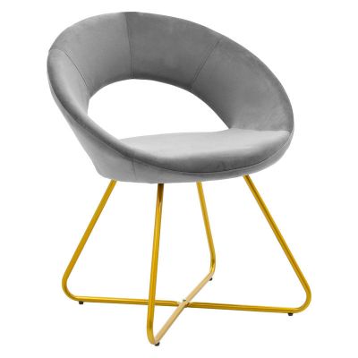 Scaun Valentina pakoworld metal auriu cu Gri catifea
