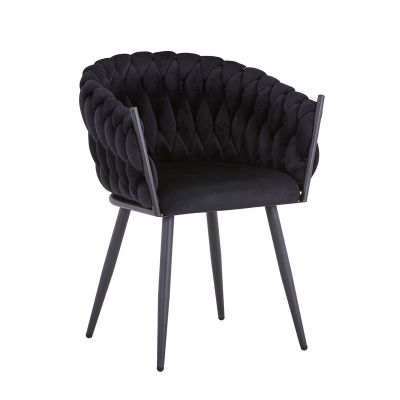 Scaun Vivian pakoworld negru catifea-picior metal negru 61x55x80cm