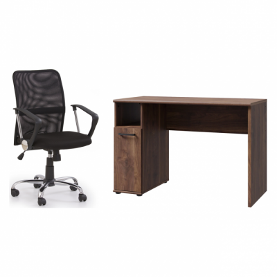 Set birou NIKO VAS, nuc Bakersfield, 110x51x73,5 cm si scaun de birou TONY, negru, 58x56x92 102 cm
