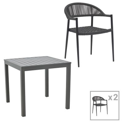 Set masa si scaune 3 buc de gradina Freiburg-Kliton Pako World Antracit 80x80x74 cm