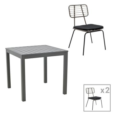 Set masa si scaune 3 buc de gradina Naoki-Kliton B Pako World Antracit 80x80x74 cm