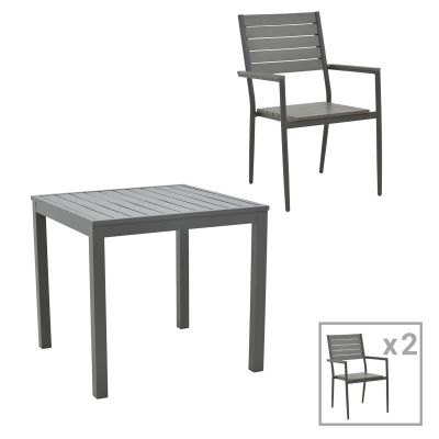 Set masa si scaune 3 buc de gradina Uplift-Kliton Pako World Antracit 80x80x74 cm