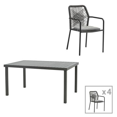 Set masa si scaune 5 buc de gradina Kherson-Kliton Pako World Antracit 150x80x74 cm