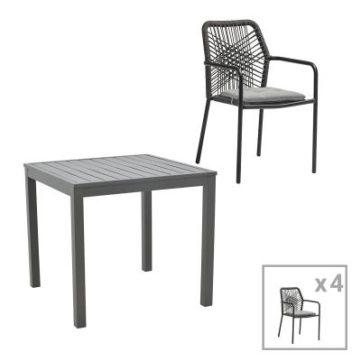 Set masa si scaune 5 buc de gradina Kliton-Kherson Pako World Antracit 80x80x74 cm