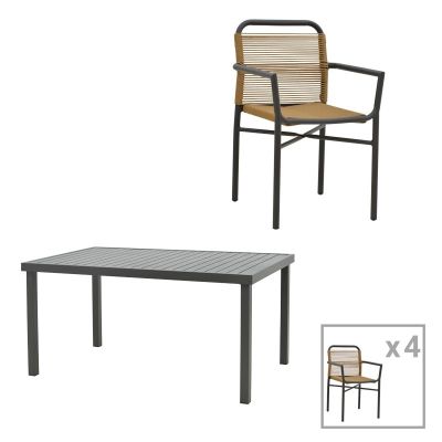 Set masa si scaune 5 buc de gradina Kliton Pako World Antracit 150x80x74 cm
