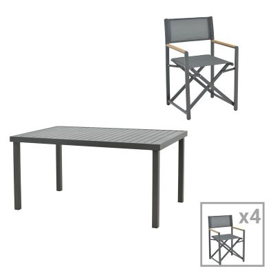 Set masa si scaune 5 buc de gradina Mabu-Kliton Pako World Antracit 150x80x74 cm