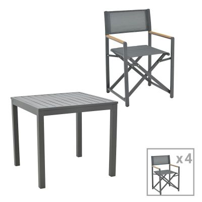 Set masa si scaune 5 buc de gradina Mabu-Kliton Pako World Antracit 80x80x74 cm