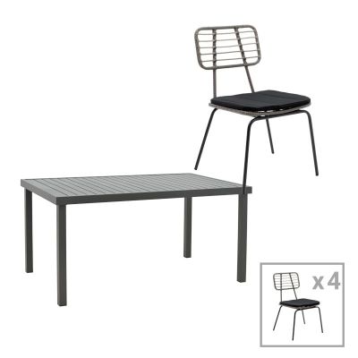 Set masa si scaune 5 buc de gradina Naoki-Kliton B Pako World Antracit 150x80x74 cm