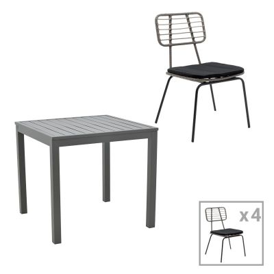 Set masa si scaune 5 buc de gradina Naoki-Kliton B Pako World Antracit 80x80x74 cm