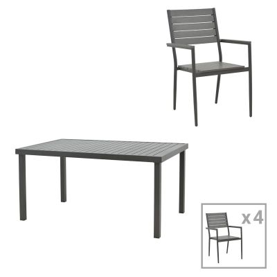 Set masa si scaune 5 buc de gradina Vitality-Kliton Pako World Antracit 150x80x74 cm