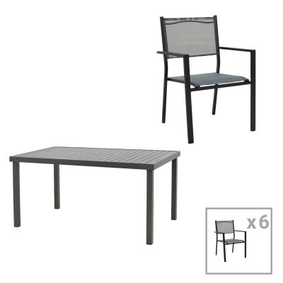 Set masa si scaune 7 buc de gradina Moly-Kliton A Pako World Antracit 150x80x74 cm