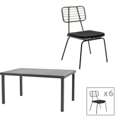 Set masa si scaune 7 buc de gradina Naoki-Kliton B Pako World Antracit 150x80x74 cm