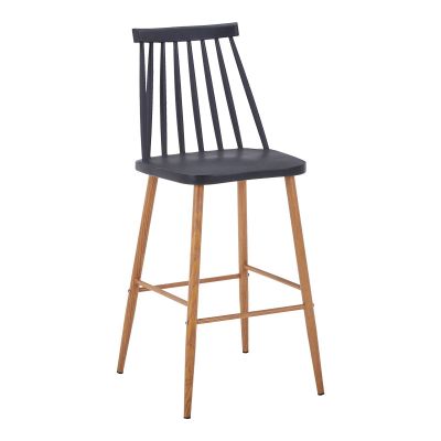 Taburet Aurora I pakoworld pp in nuanta neagra - picior metalic Natural 42x47x99cm 47x42