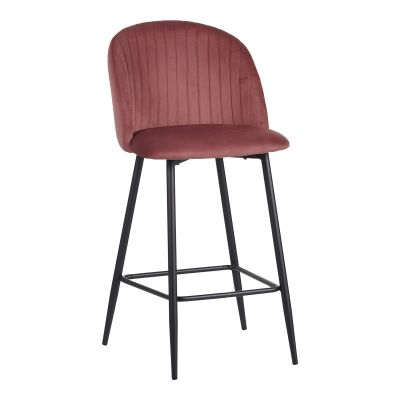 Taburet Barow din catifea pakoworld în nuanța de măr stricat cu picioare din metal negru 53x46.5x96.5 47x53