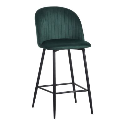 Taburet de bar din catifea Barow în nuanță verde închis cu picioare din metal negru 53x46.5x96.5 47x53 Taburet de bar din catifea Barow în nuanță verde închis cu picioare din metal negru 53x46.5x96.5 47x53