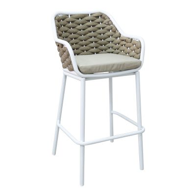 Taburet din aluminiu Zuki pakoworld pliabil, cu cadru alb și pernă, 55x54x109cm 54x55