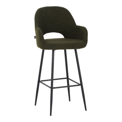 Taburet Renish pakoworld din material de plus verde inchis cu picioare din metal negru 51x57x114cm 57x51