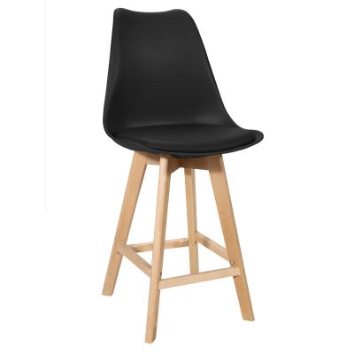 Taburetul Bar Gaston alb pp-pu și picior din lemn Natural 56x48.5x104cm 49x56