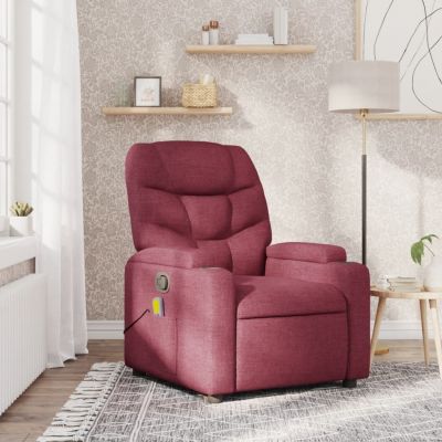 Gossi fotoliu de masaj rabatabil, rosu vin, material textil