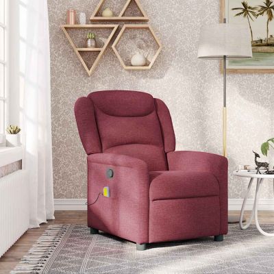 Gossi fotoliu de masaj rabatabil, rosu vin, material textil