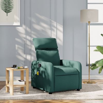Gossi fotoliu de masaj rabatabil, verde inchis, material textil